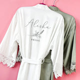 Personalised Lavender Sprig Design Bridesmaid Robes